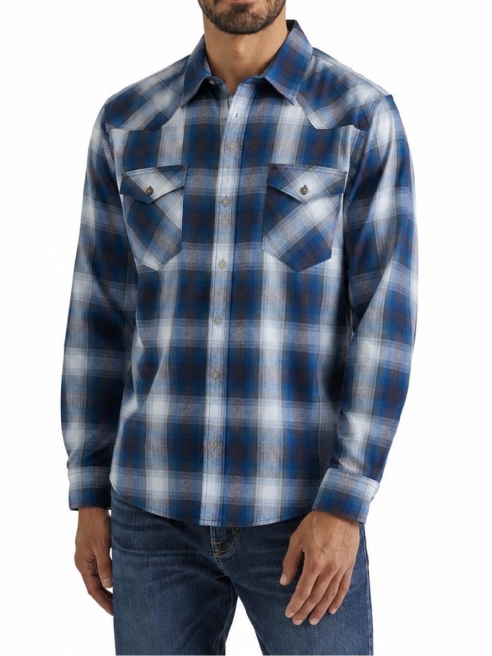2/49$ Wrangler Poplin Plaid Shirt‎ size Large